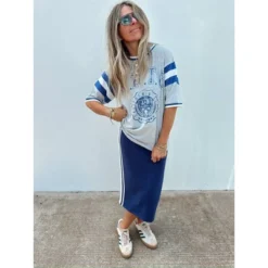 Women's Ascot + Hart Varsity Elbow Sleeve Graphic T-Shirt - Gray -Women Clothing Shop GUEST 580f3b29 39e6 4133 b832 f36e89f302ba