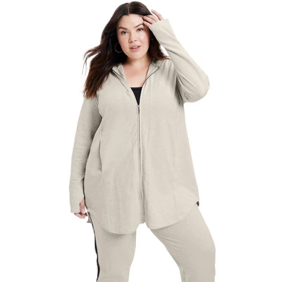 June + Vie By Roaman's Women’s Plus Size Zip-Up French Terry Hoodie 4 June + Vie By Roaman's Women’s Plus Size Zip-Up French Terry Hoodie - Image 4