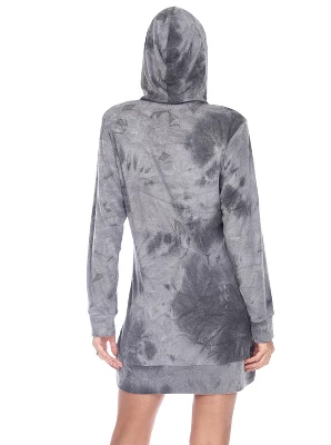 Women's Tie-Dye Hoodie Sweatshirt Dress - White Mark 2 Women's Tie-Dye Hoodie Sweatshirt Dress - White Mark - Image 2