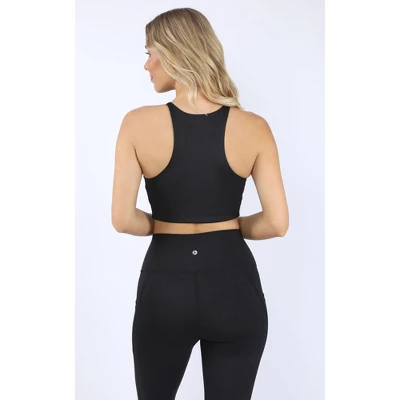 90 Degree By Reflex Womens Laser Embossed Interlink High Impact Cropped Top 2 90 Degree By Reflex Womens Laser Embossed Interlink High Impact Cropped Top - Image 2