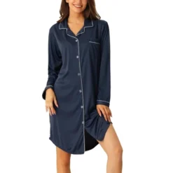 Cheibear Womens Satin Button Down Long Sleeve Silky Boyfriend Nightshirt -Women Clothing Shop GUEST 5e2321c0 c85e 4f92 8ee1 85f4ef28e67f