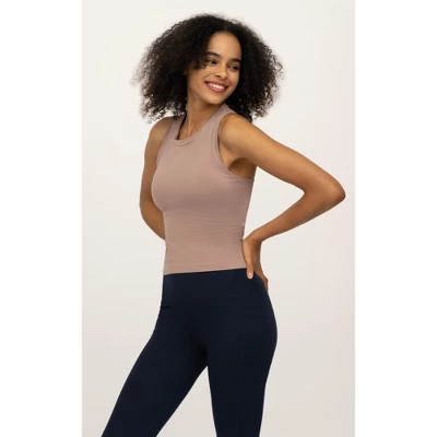 Yogalicious Womens Carrie Seamless High Neck Racerback Tank - 2 Pack 1 Yogalicious Womens Carrie Seamless High Neck Racerback Tank - 2 Pack