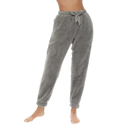 Women's Fuzzy Fleece Pajama Pants, Joggers With Drawstring, Elastic Waist 8 Women's Fuzzy Fleece Pajama Pants, Joggers With Drawstring, Elastic Waist - Image 8