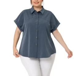 Agnes Orinda Women's Plus Size Chambray Work Roll Sleeves Buttons Down Shirts -Women Clothing Shop GUEST 6070a9cf f28c 47a0 a316 69c94f6d9e0b