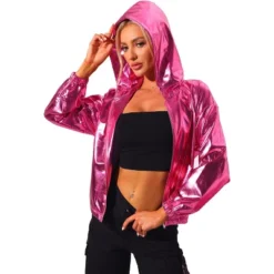 Allegra K Women's Holographic Shiny Long Sleeve Zipper Hooded Metallic Jacket 23 Allegra K Women's Holographic Shiny Long Sleeve Zipper Hooded Metallic Jacket -Women Clothing Shop GUEST 609dd9e8 b4d3 4e0e 8384 b107f999261e