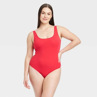 Women's Cotton Bodysuit - Auden™ Red 3 Women's Cotton Bodysuit - Auden™ Red - Image 3