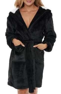 Women's Classic Plush Hooded Robe, Short Fleece Bathrobe With Hood 18 Women's Classic Plush Hooded Robe, Short Fleece Bathrobe With Hood -Women Clothing Shop GUEST 650bc43f 4e65 4da4 94d0 c35ab34f10ca