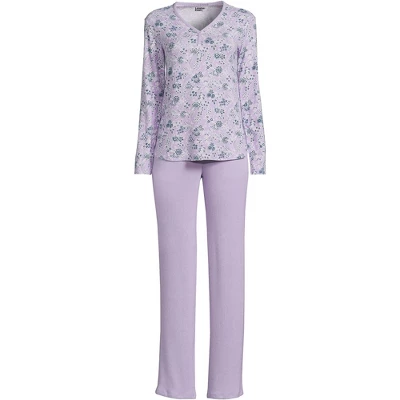 Lands' End Women's Cozy 2 Piece Pajama Set - Long Sleeve Top And Pants 4 Lands' End Women's Cozy 2 Piece Pajama Set - Long Sleeve Top And Pants - Image 4