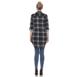 Women's Printed Plaid Roll Tab Tunic - White Mark -Women Clothing Shop GUEST 6624a637 8e76 4450 bc79 63cd77812104