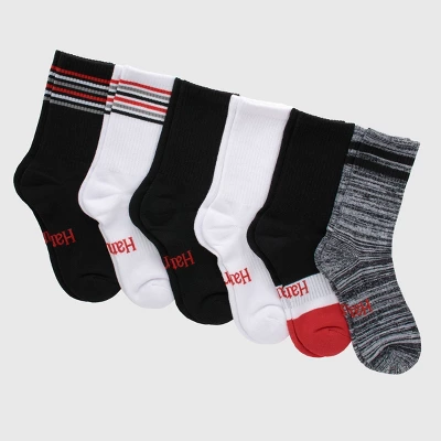 Hanes Originals Women's 6pk Crew Socks - Gray/Black/White 5-9 2 Hanes Originals Women's 6pk Crew Socks - Gray/Black/White 5-9 - Image 2