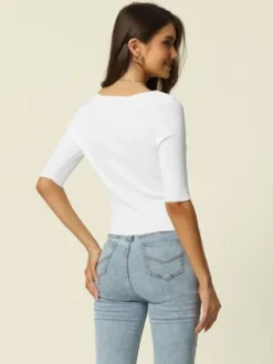 Seta T Women's Spring Fall Half SleeveSquare Neck Slim Fit Solid Ribbed Knit Sweater 9 Seta T Women's Spring Fall Half SleeveSquare Neck Slim Fit Solid Ribbed Knit Sweater -Women Clothing Shop GUEST 68dcd849 3e9a 45b5 bc1e 6e419cd1e460