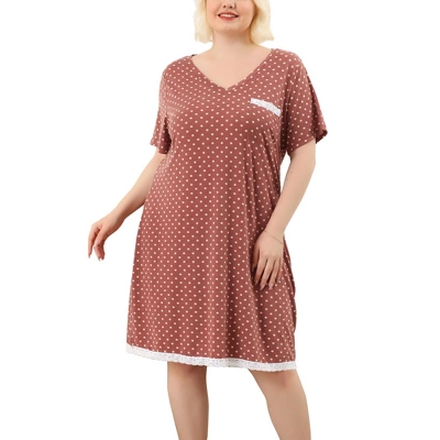 Agnes Orinda Womens Plus Size V Neck Polka Dots Short Sleeve Sleepwear Pajamas Nightgown 13 Agnes Orinda Womens Plus Size V Neck Polka Dots Short Sleeve Sleepwear Pajamas Nightgown - Image 13