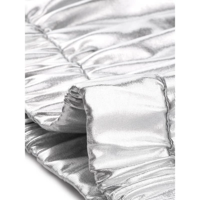 Allegra K Women's Track Holographic Shiny Long Sleeve Metallic Zip Front Jacket 5 Allegra K Women's Track Holographic Shiny Long Sleeve Metallic Zip Front Jacket - Image 5