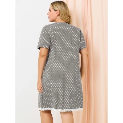 Agnes Orinda Womens Plus Size V Neck Polka Dots Short Sleeve Sleepwear Pajamas Nightgown 4 Agnes Orinda Womens Plus Size V Neck Polka Dots Short Sleeve Sleepwear Pajamas Nightgown - Image 4