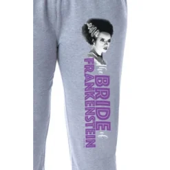 Universal Monsters Womens' The Bride Of Frankenstein Jogger Pajama Pants Grey