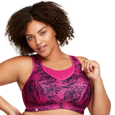 Glamorise Womens No-Bounce Camisole Elite Sports Wirefree Bra 1067 Fuchsia Print 2 Glamorise Womens No-Bounce Camisole Elite Sports Wirefree Bra 1067 Fuchsia Print - Image 2