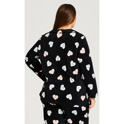 Women's Plus Size Button Up Fleece Top - Black | AVENUE 1 Women's Plus Size Button Up Fleece Top - Black | AVENUE