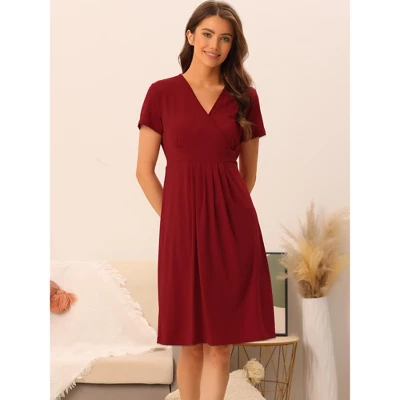 Cheibear Womens Tie Back Casual V-Neck Maternity Short Sleeve Lounge Dress 1 Cheibear Womens Tie Back Casual V-Neck Maternity Short Sleeve Lounge Dress