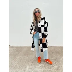 Women's Ascot + Hart Checkered Fleece Graphic Shacket -Women Clothing Shop GUEST 7761dd51 2ad9 44dc b315 8856223381fb