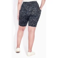 Women's Plus Size Print Bike Short - Black | AVENUE LEISURE