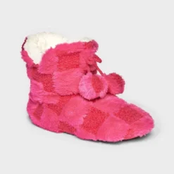 Women's Checkered Faux Fur Booties With Poms And Grippers - Pink 9 Women's Checkered Faux Fur Booties With Poms And Grippers - Pink -Women Clothing Shop GUEST 793dae5f b5d9 471d 92b0 ef04b1fd36ff