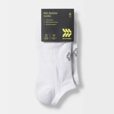 Women's Extended Size Cushioned 6pk No Show Athletic Socks - All In Motion™ - White 8-12 1 Women's Extended Size Cushioned 6pk No Show Athletic Socks - All In Motion™ - White 8-12