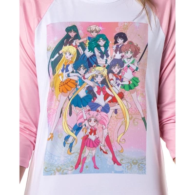 Sailor Moon Merch Women's Character Poster Raglan Jogger Pajama Set 1 Sailor Moon Merch Women's Character Poster Raglan Jogger Pajama Set
