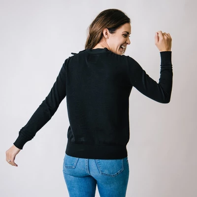 Hope & Henry Womens' Long Sleeve Tie-Neck Sweater 3 Hope & Henry Womens' Long Sleeve Tie-Neck Sweater - Image 3