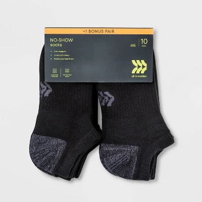 Women's Cushioned 10+1 Bonus Pack No Show Athletic Socks - All In Motion™ Black 4-10 1 Women's Cushioned 10+1 Bonus Pack No Show Athletic Socks - All In Motion™ Black 4-10