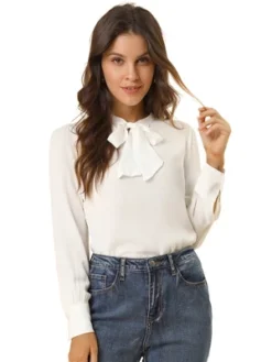 Allegra K Women's Bow Tie Neck Elegant Top Long Sleeve Solid Work Office Blouse 15 Allegra K Women's Bow Tie Neck Elegant Top Long Sleeve Solid Work Office Blouse -Women Clothing Shop GUEST 7c7489bd 93d6 45db bfbc 68038a462aae