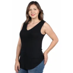 24seven Comfort Apparel Women's Plus V Neck Sleeveless Top