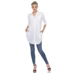 Women's Stretchy Button-Down Tunic - White Mark 22 Women's Stretchy Button-Down Tunic - White Mark -Women Clothing Shop GUEST 84c577d4 bc56 4c91 ac18 e76a7c4c4609