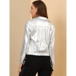Allegra K Women's Track Holographic Shiny Long Sleeve Metallic Zip Front Jacket 16 Allegra K Women's Track Holographic Shiny Long Sleeve Metallic Zip Front Jacket -Women Clothing Shop GUEST 88239b6a 2bca 4b2a ba95 a14fe3679618