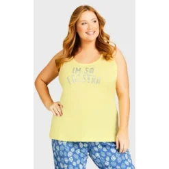 Women's Plus Size Eggstra Sleep Tank - Yellow| AVENUE -Women Clothing Shop GUEST 888abc10 714d 43ba 8513 9aa44ed62b30