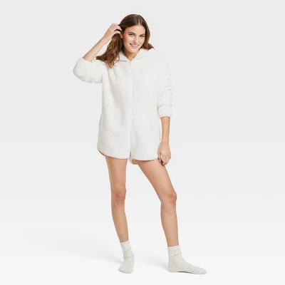 Women's Cozy Pajama Romper - Colsie™ White 1 Women's Cozy Pajama Romper - Colsie™ White
