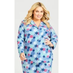 Women's Plus Size Snowflake Button Fleece Sleep Top - Blue | AVENUE -Women Clothing Shop GUEST 92afcf6b 81a5 4aa8 a4b8 5b1e90abd489