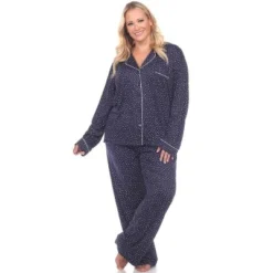 Women's Plus Size Long Sleeve Pajama Set - White Mark -Women Clothing Shop GUEST 93460bde ced8 4621 8786 57521cf518a9
