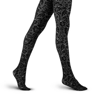 LECHERY Women's Velvety Silky Floral Tights 2 LECHERY Women's Velvety Silky Floral Tights - Image 2