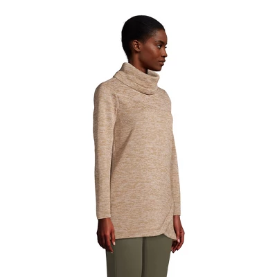 Lands' End Women's Sweater Fleece Tunic Cowl Neck Pullover 2 Lands' End Women's Sweater Fleece Tunic Cowl Neck Pullover - Image 2