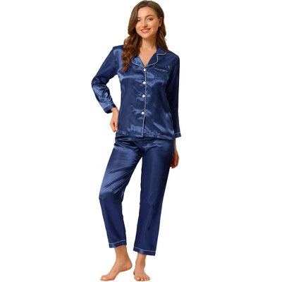 Allegra K Women's Satin Button Down Sleepshirt With Pants Halloween Pajama Set 9 Allegra K Women's Satin Button Down Sleepshirt With Pants Halloween Pajama Set - Image 9