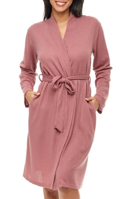 Women's Soft Ribbed Waffle Rib Knit Wrap Robe With Pockets, Lightweight Bathrobe 8 Women's Soft Ribbed Waffle Rib Knit Wrap Robe With Pockets, Lightweight Bathrobe - Image 8