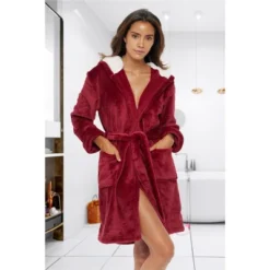 Women's Classic Plush Hooded Robe, Short Fleece Bathrobe With Hood 14 Women's Classic Plush Hooded Robe, Short Fleece Bathrobe With Hood -Women Clothing Shop GUEST 9fe88cac ec84 458e be38 77e4e2d0c6b1