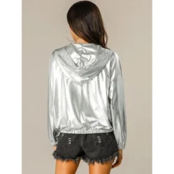 Allegra K Women's Holographic Shiny Long Sleeve Zipper Hooded Metallic Jacket 18 Allegra K Women's Holographic Shiny Long Sleeve Zipper Hooded Metallic Jacket -Women Clothing Shop GUEST a0c9c672 53af 4c12 9707 ee2e43ae0322