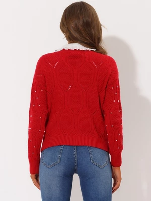 Allegra K Women's Winter Crew Neck Long Sleeve Cable Knit Pullover Sweater 2 Allegra K Women's Winter Crew Neck Long Sleeve Cable Knit Pullover Sweater - Image 2