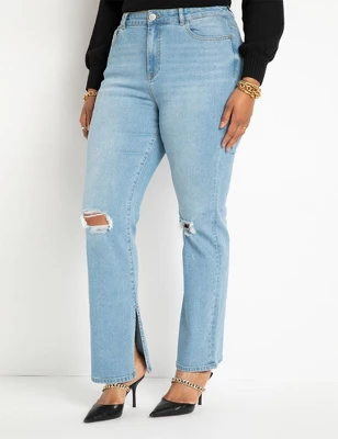 ELOQUII Women’s Plus Size Classic Fit Split Inseam Hem Straight Leg Jean 3 ELOQUII Women’s Plus Size Classic Fit Split Inseam Hem Straight Leg Jean - Image 3