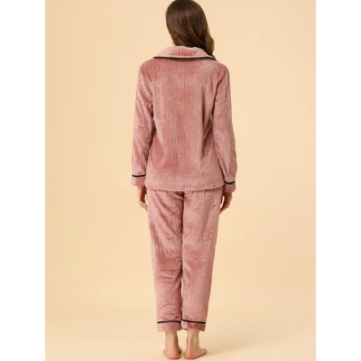 Allegra K Women's Flannel Button Down Lounge Winter Long Sleeves Pajama Sets 4 Allegra K Women's Flannel Button Down Lounge Winter Long Sleeves Pajama Sets - Image 4