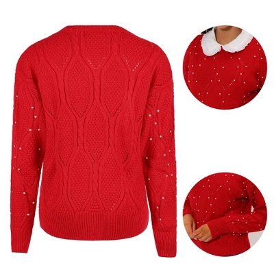 Allegra K Women's Winter Crew Neck Long Sleeve Cable Knit Pullover Sweater 1 Allegra K Women's Winter Crew Neck Long Sleeve Cable Knit Pullover Sweater