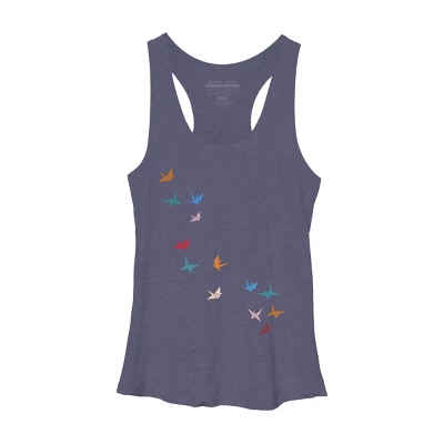 Women's Design By Humans Flying Paper Cranes Birds By Magnussons Racerback Tank Top 6 Women's Design By Humans Flying Paper Cranes Birds By Magnussons Racerback Tank Top - Image 6
