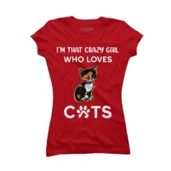 Junior's Design By Humans I'm That Crazy Girl Who Loves Cats Cartoon By MeowShop T-Shirt -Women Clothing Shop GUEST a62a2742 892b 41ae bbe8 66551ec8205a