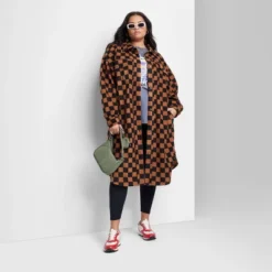 Women's Ascot + Hart Checkered Graphic Shacket - Brown -Women Clothing Shop GUEST a7b97147 d079 467d ae4b 6bd5770c7069